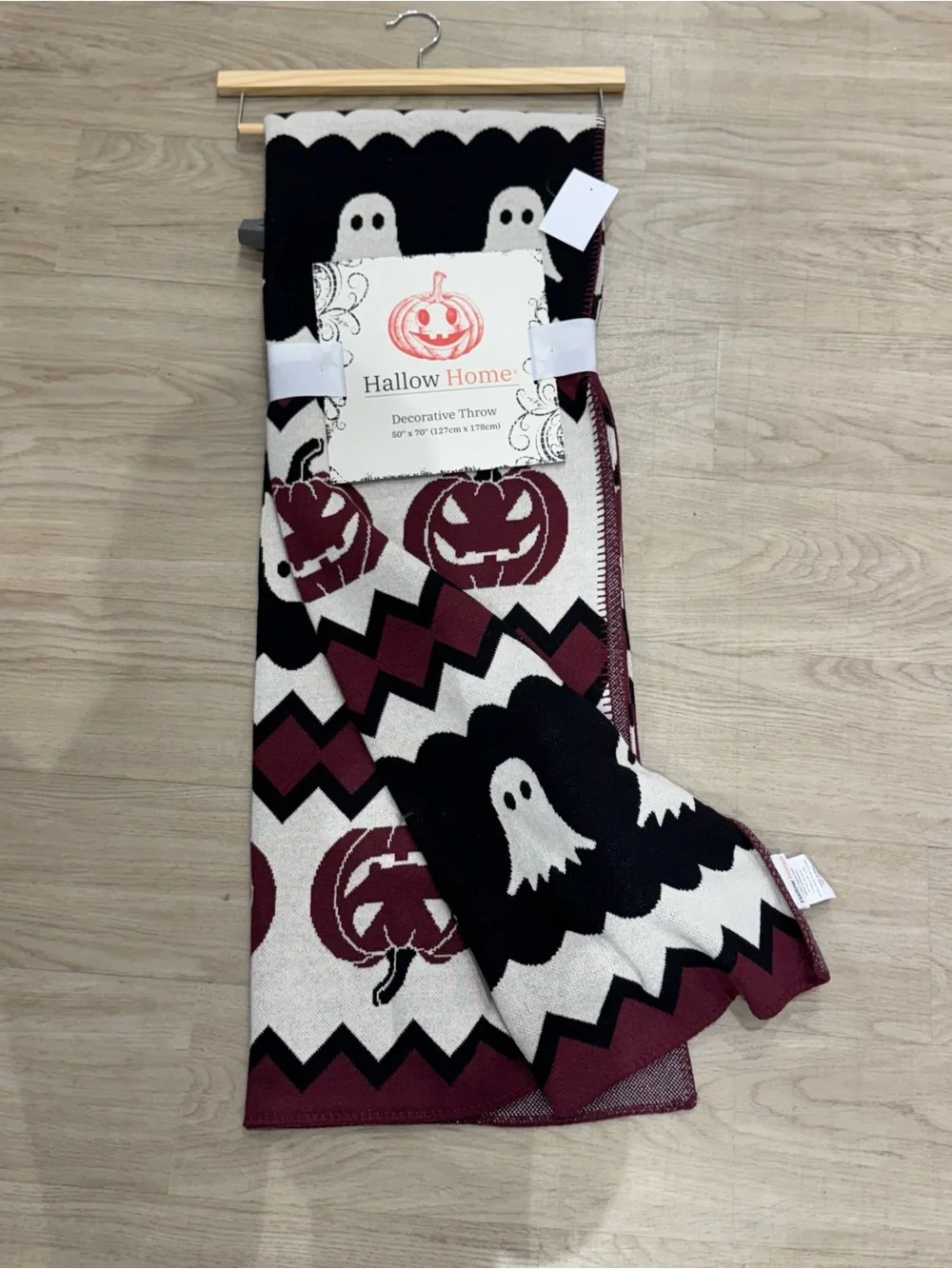 Halloween Throw Blanket - Black, White & Maroon